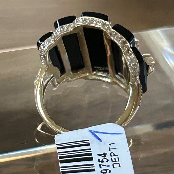 Rarities Carol Brodie Black ONYX White Topaz & Zircon Ring 7 NWT - Picture 4 of 8